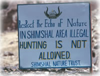 sign forbidding hunting in Shimshal, Pakistan